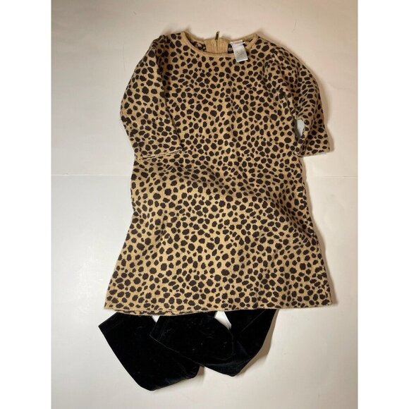Janie and Jack girls Leopard Girls Dress And Velour Leggings Crewcuts Outfit 4 - Picture 1 of 3